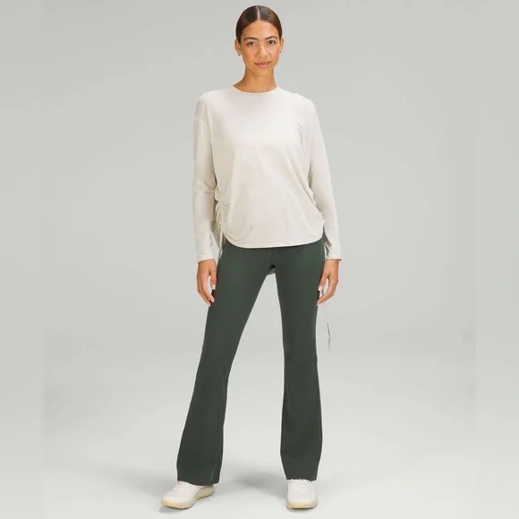 Lululemon Pima Cotton Side-Cinch Long Sleeve Shirt Natural Ivory Women’s Size 6 - Picture 3 of 9